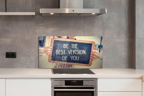 Szklany Panel Drewniana Tabliczka z Napisem