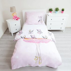 Różowa bawełniana pościel dziecięca jednoosobowa 140x200 cm Ballerina – Jerry Fabrics