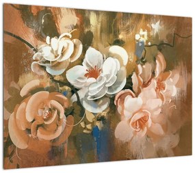Obraz- Malowany bukiet kwiatów (70x50 cm)