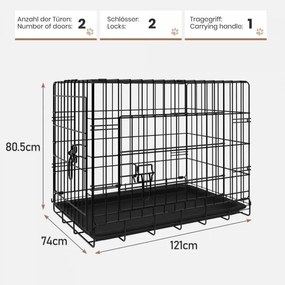 Leopet Składana klatka dla psa 121 x 74 x 80,5 cm XXL czarna