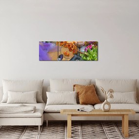 Obraz - letni piknik (z zegarem) (90x30 cm)