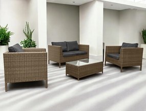 Zestaw mebli do ogrodu Breza, kolor jasny brąz, poduszki szare