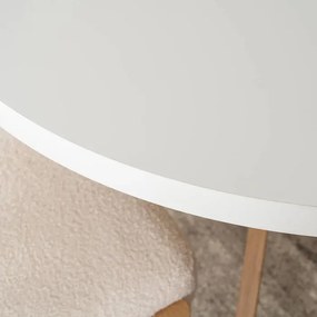 Zestaw Stół Okrągły Rozkładany LUKAS 100-250 cm Biały/Dąb i 4 Krzesła GRENADA Kremowe