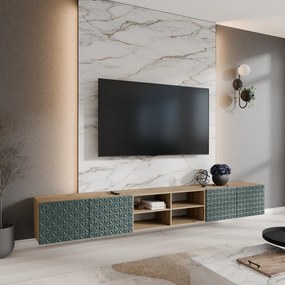 Szafka RTV wisząca ROVA 300 cm do Salonu pod Telewizor - Dąb artisan