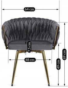 Zestaw Stół Okrągły SALLO 110 cm i 4 Krzesła Tapicerowane RUBI Szare Glamour