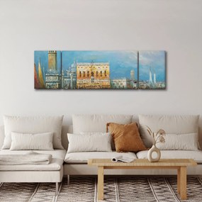 Obraz - Gondola przejeżdżająca przez Wenecję, obraz olejny (170x50 cm)