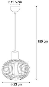 Moderne draad hanglamp zwart met beige 23cm - Gila Nowoczesny Oswietlenie wewnetrzne