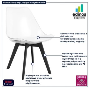 Przezroczyste krzesło z białą skórzaną poduszką A5-L38