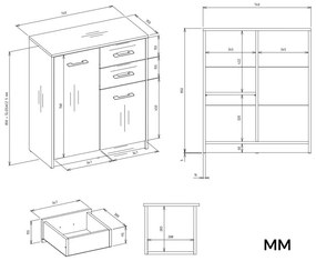 Nowoczesna komoda dąb artisan+antracyt R1-R72