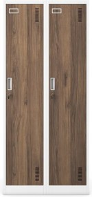 Szafka pracownicza czterokomorowa biała/orzech, 800x1800x500 mm: KACPER Eco Design