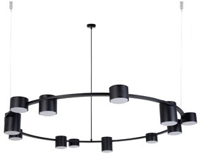 Kodo Sigma 12 – duża czarna lampa wisząca z reflektorami GX53, nowoczesny żyrandol do salonu, kuchni i jadalni o średnicy 112cm