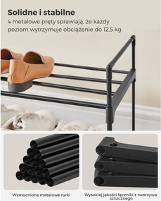Regał na buty TORINO, 3 półki, 30x116x55cm, czarny SongmicsHome