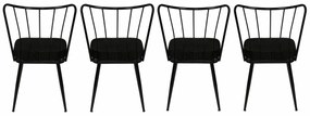 Zestaw krzeseł do jadalni Yildiz Black and Black, 4 szt., 4 szt.