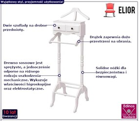 Biały drewniany wieszak na ubrania - Vertico