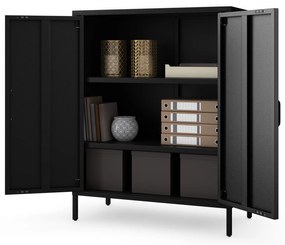 Czarna szafka z półkami na nóżkach metalowa VITO Modern 800 x 1015 x 400 mm