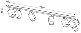 Szara lampa punktowa 6x118 cm Toscana – Nice Lamps