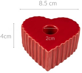 Świecznik ceramiczny na długą świecę w kształcie serca ANIMA, 4 x 9 cm
