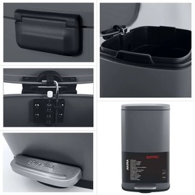 Spirella Kosz na śmieci z pedałem soft-close Akira 50 l, matowy szary, 50 l