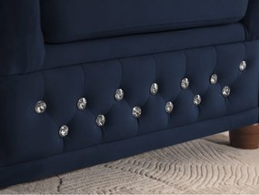 Niebieski aksamitny rozkładany narożnik (lewostronny/w kształcie litery L) York Blik – Ropez