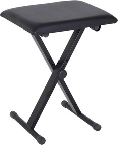 HOMCOM Stołek fortepianowy z regulacją wysokości Składany taboret do pianina Metal Sztuczna skóra Czarny 39 x 29 x 45–51 cm | Aosom PL
