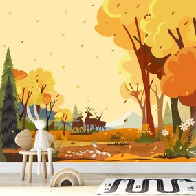 Fototapeta - Jesienny pejzaż, ilustracja (196x136 cm)