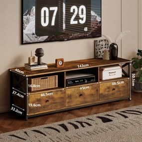 Szafka rtv pod telewizor rustykalny brąz 143 cm