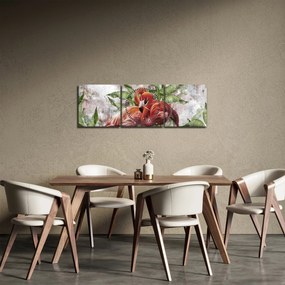 Obraz - Flamingi (z zegarem) (90x30 cm)