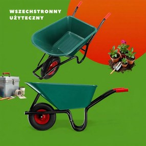 Taczka GREG z plastikową kuwetą, max. 100l/250kg, zielony/czarny Gardebruk