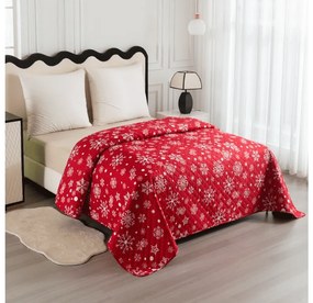 Narzuta na łóżko SNOWFALL, czerwona Rozmiar: 220 x 240 cm