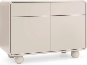 Komoda w kolorze kaszmir, z dwiema szafkami i dwiema szufladami – Nowoczesny design, nogi w kształcie kuli, 108 x 75 x 39 cm