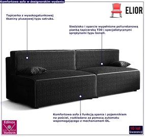 Czarna rozkładana sofa sztruksowa - Lider 3X