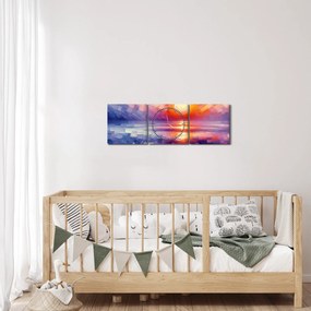 Obraz - Kolorowy artystyczny zachód słońca (z zegarem) (90x30 cm)