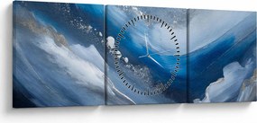 Obraz - Abstrakcja oceanu (z zegarem) (90x30 cm)