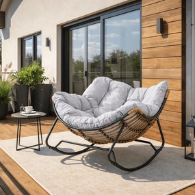Fotel Bujany Ogrodowy ELTON na Płozach Szary Nowoczesny