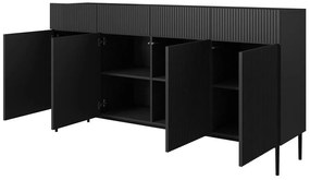Komodaz szufladami Nicole 200 cm - czarny mat / czarne nóżki