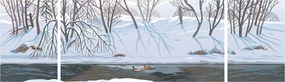 Obraz - Lis w zimowym krajobrazie (170x50 cm)