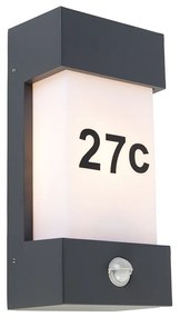Lampa ścienna zewnętrzna ciemnoszara IP44 z czujnikiem ruchu - Tide