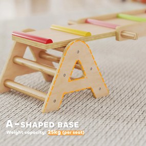 AIYAPLAY Huśtawka drewniana i równoważnia, 2 w 1 huśtawka ogrodowa dla dzieci, dla 2-4 Jahre, 133 x 38 x 24 cm, Wielobarwna