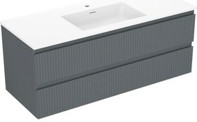 Mexen Rivel szafka łazienkowa 120 cm z umywalką Otis, 2 szuflady, ryflowana , grafit mat/biała mat - 91A20-12047-2-BFF66-W18M