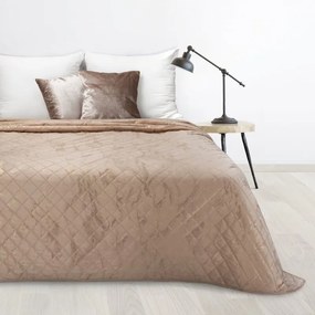 Narzuta na łóżko welwetowa marmurek elegancka 200x220 cm beżowo-złota