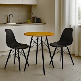 Komplet Okrągły Stół 60 Cm Dąb Z 2 Krzesłami E6-M84