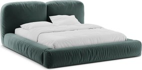 Morskie tapicerowane łóżko dwuosobowe ze schowkiem i stelażem 160x200 cm Martina – Micadoni