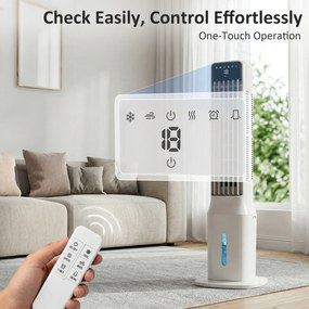 HOMCOM Przenośny klimatyzator, 3-w-1 klimatyzator parowy z 9-litrowym zbiornikiem na wodę, oscylacja 48°, 3 prędkości, 3 tryby, biały | Aosom PL