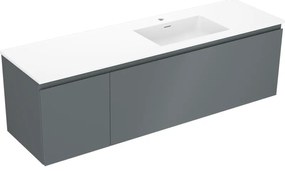 Mexen Orio szafka łazienkowa 160 cm z umywalką Otis prawą, 1S, 1D, grafit mat/biała mat - 91A13-16047-3-BBFF66-W18P01