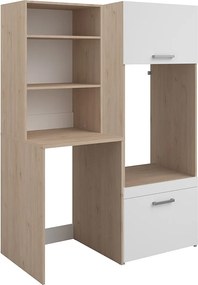 Mebel pod 2 pralki z półkami i szafkami – Jasny naturalny i biały – S128 x W184 – ERKANO