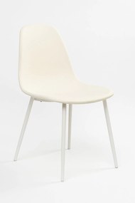 Zestaw 6 Krzese White Teok Tkanina