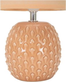 Brzoskwiniowa lampa stołowa ceramiczna z tekstylnym kloszem (wysokość 27 cm) Pontus – Mauro Ferretti