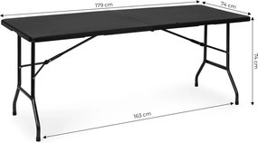 Przenośny stół bankietowy, składany, Party 180 cm, czarny/nogi czarne