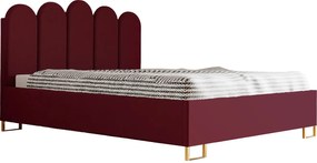 Łóżko tapicerowane MALAGA z wezgłowiem, tkanina MONOLITH, pojemnik, siłownik gazowy, wys. 39 cm, 120×200 cm, czerwone