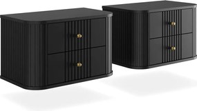 Zestaw szafek nocnych Vesper 56 cm wiszących - czarny / złote uchwyty